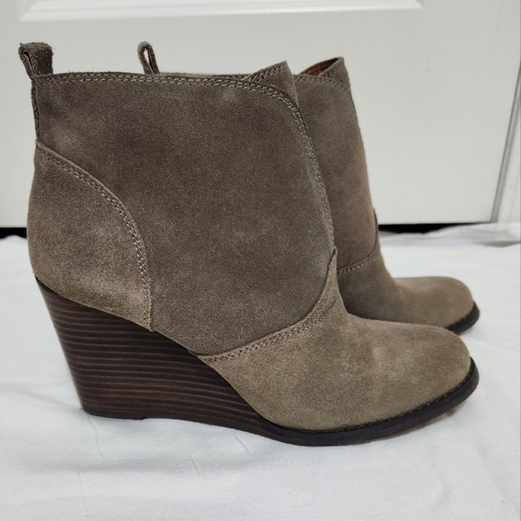 Lucky Brand Suede Wedge Ankle Boots - Picture 2 of 5